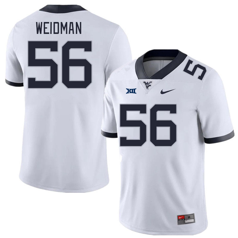 Men #56 Sullivan Weidman West Virginia Mountaineers College Football Jerseys Stitched Sale-White
